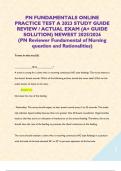PN FUNDAMENTALS ONLINE PRACTICE TEST A 2023 STUDY GUIDE REVIEW &sol; ACTUAL EXAM &lpar;A&plus; GUIDE SOLUTION&rpar; NEWEST 2025&sol;2026 &lpar;PN Reviewer Fundamental of Nursing question and Rationalities&rpar;  