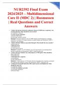NUR2392 Final Exam 2024&sol;2025 &ndash; Multidimensional Care II &lpar;MDC 2&rpar; &vert; Rasmussen &vert; Real Questions and Correct Answers