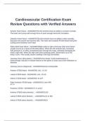 Cardiovascular Certification Exam Review Questions with Verified Answers