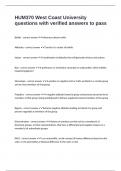 HUM370 West Coast University questions with verified answers to pass