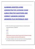 ALABAMA ASSISTED LIVING  ADMINISTRATOR LICENSING EXAM  ALBHA PRACTICE QUESTIONS AND  CORRECT ANSWERS &lpar;VERIFIED  ANSWERS&rpar; PLUS RATIONALES 2025