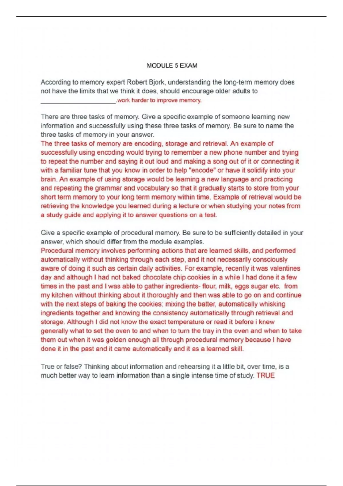 PSYC 101 General Psychology portage learning Module Exam 1 Questions ...
