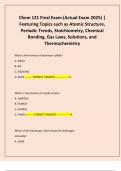 Chem 121 Final Exam &lpar;Actual Exam 2025&rpar; &vert; Featuring Topics such as Atomic Structure&comma; Periodic Trends&comma; Stoichiometry&comma; Chemical Bonding&comma; Gas Laws&comma; Solutions&comma; and Thermochemistry
