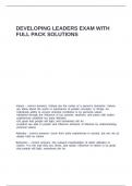 DEVELOPING LEADERS EXAM WITH FULL PACK SOLUTIONS