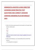 MINNESOTA ASSISTED LIVING DIRECTOR  LICENSING EXAM PRACTICE TEST  QUESTIONS AND CORRECT ANSWERS  &lpar;VERIFIED ANSWERS&rpar; PLUS RATIONALES  2025