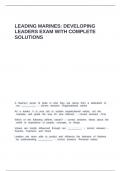 Leading Marines- Developing Leaders exam with complete solutions