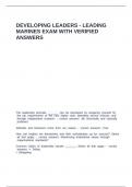 DEVELOPING LEADERS - LEADING MARINES EXAM WITH VERIFIED ANSWERS