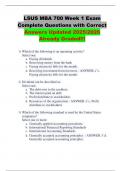 LSUS MBA 700 Week 1 Exam Complete Questions with Correct Answers Updated 2025&sol;2026 Already Graded&excl;&excl;&excl;