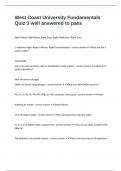 West Coast University Fundamentals Quiz 3 well answered to pass