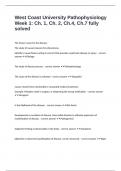 West Coast University Pathophysiology Week 1&colon; Ch&period; 1&comma; Ch&period; 2&comma; Ch&period;4&comma; Ch&period;7 fully solved 