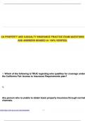 CA PROPERTY AND CASUALTY INSURANCE PRACTICE EXAM QUESTIONS AND ANSWERS GRADED A&plus; 100&percnt; VERIFIED&period;