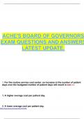 ACHE'S BOARD OF GOVERNORS EXAM QUESTIONS AND ANSWERS LATEST UPDATE&period;