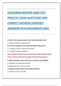 CALIFORNIA BOATER CARD TEST  PRACTICE EXAM QUESTIONS AND  CORRECT ANSWERS &lpar;VERIFIED  ANSWERS&rpar; PLUS RATIONALES 2025