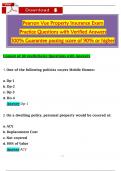 Pearson Vue Property Insurance Exam   Practice Questions with Verified Answers  100&percnt; Guarantee passing score of 90&percnt; or higher Latest 2025&sol;2026 Complete