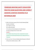 TENNESSEE BOATING SAFETY EDUCATION  PRACTICE EXAM QUESTIONS AND CORRECT  ANSWERS &lpar;VERIFIED ANSWERS&rpar; PLUS  RATIONALES 2025