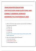 TEXAS BOATER EDUCATION  CERTIFICATION EXAM QUESTIONS AND  CORRECT ANSWERS &lpar;VERIFIED  ANSWERS&rpar; PLUS RATIONALES 2025