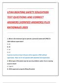 UTAH BOATING SAFETY EDUCATION  TEST QUESTIONS AND CORRECT  ANSWERS &lpar;VERIFIED ANSWERS&rpar; PLUS  RATIONALES 2025