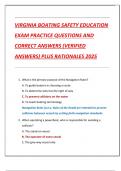 VIRGINIA BOATING SAFETY EDUCATION  EXAM PRACTICE QUESTIONS AND  CORRECT ANSWERS &lpar;VERIFIED  ANSWERS&rpar; PLUS RATIONALES 2025