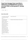 Texas Food Manager Exam Learn2Serve 360training COMPREHENSIVE questions answered&comma; 2025 verified graded A&plus; already passed&excl;