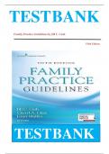 TEST BANK&minus; FAMILY PRACTICE GUIDELINES&comma; FIFTH EDITION &ndash; COMPLETE FAMILY PRACTICE PRIMARY CARE RESOURCE BOOK 5TH EDITION BY JILL C&period; CASH&comma; CHERYL A&period; GLASS&comma; JENNY MULLEN&vert; ALL CHAPTERS COVERD&vert; VERIFIED GUIDE WITH COMPLETE QUESTIONS & VERIFIED ANSWERS