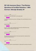 SC Life Insurance Exam &sol; Test Review Questions & Certified Solutions &sol; 100&percnt; Correct &sol; Already Graded&comma; A&plus;  