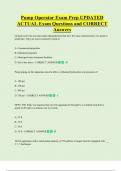 Pump Operator Exam Prep UPDATED   ACTUAL Exam Questions and CORRECT  Answers