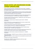 MASS STATE LIFE INSURANCE EXAM&vert;&vert; LATEST UPDATE 2025