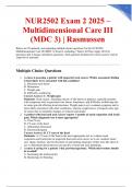 NUR2502 Exam 2 2025 &ndash; Multidimensional Care III &lpar;MDC 3&rpar; &vert; Rasmussen