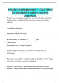 Project Management - C722 &lpar;Unit 2&rpar; Questions with Accurate Answers