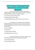 C722 Project Management Questions with Accurate Answers