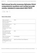DoD Annual Security Awareness Refresher EXAM comprehensive questions and verified accurate solution &lpar;detailed & elaborated&rpar; 2025 TEST&excl;&excl;