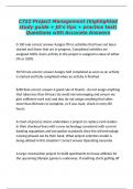 C722 Project Management &lpar;highlighted study guide &plus; JO's tips &plus; practice test&rpar; Questions with Accurate Answers