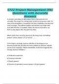 C722 Project Management &lpar;PA&rpar; Questions with Accurate Answers