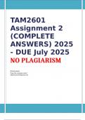 TAM2601 Assignment 2 &lpar;COMPLETE ANSWERS&rpar; 2025 - DUE July 2025&semi; 100&percnt; TRUSTED Complete&comma; trusted solutions and explanations&period; Ensure your success with us&period; &period;&period;&period;&period; 