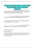 Project Management - C722 &lpar;UNIT 6&rpar; Questions with Accurate Answers