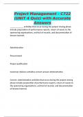 Project Management - C722 &lpar;UNIT 4 Quiz&rpar; with Accurate Answers