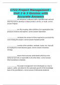 C722 Project Management - Unit 2 & 3 Quizzes with Accurate Answers