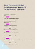 Movie Worksheet &num;4 &sol; Q-Bank &sol; Complete Accurate Quizzes with Verified Answers &sol; 2025 &sol; 2026&period;  