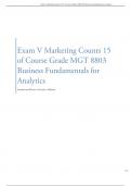 Exam V Marketing &lpar;Counts 15&percnt; of Course Grade&rpar;&colon; MGT 8803 Business Fundamentals for Analytics