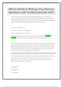 NR222 Health & Wellness Final Review Questions with Verified Rationale 2025