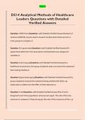 D514 Analytical Methods of Healthcare  Leaders Questions with Detailed  Verified Answers