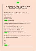 econometrics Final Questions with  Detailed Verified Answers