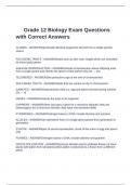 Grade 12 Biology Exam Questions with Correct Answers