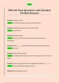 FIN 365 Final Questions with Detailed  Verified Answers 