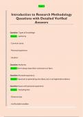 Introduction to Research Methodology  Questions with Detailed Verified  Answers
