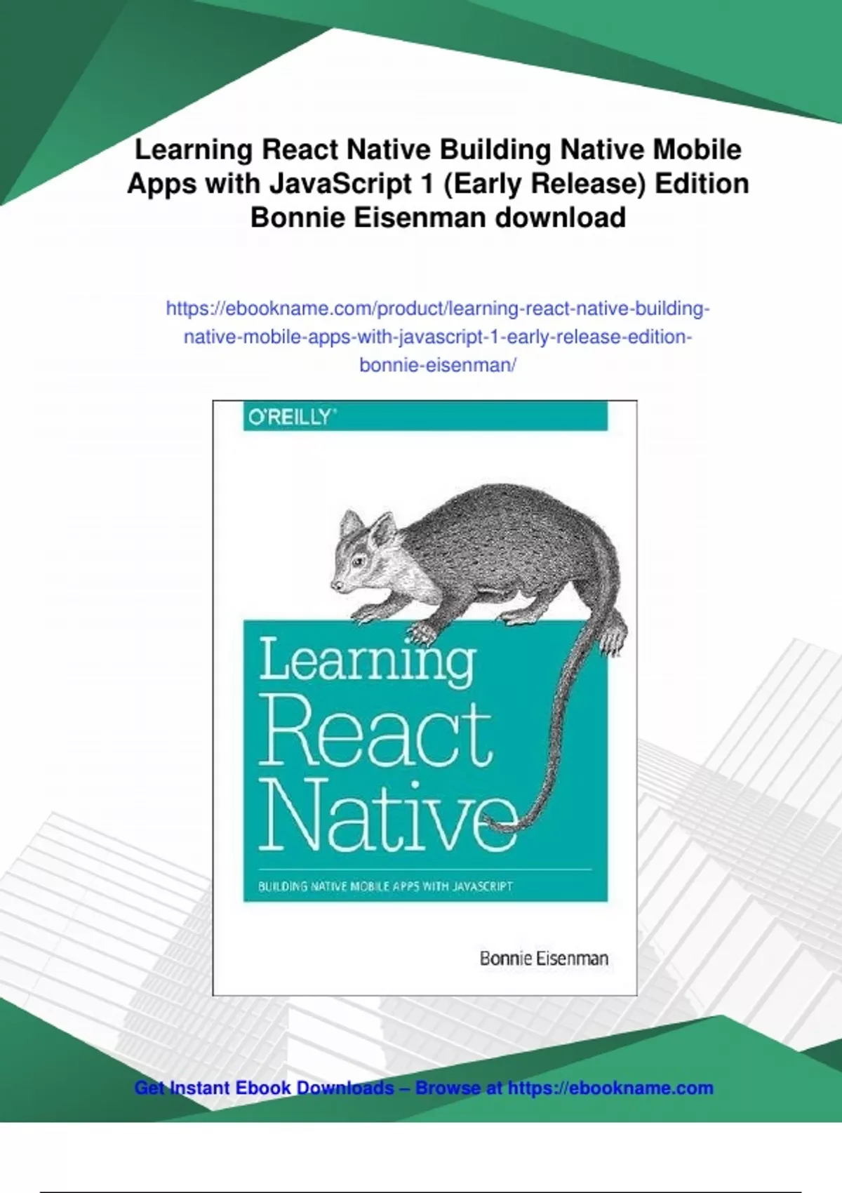 Summary Learning React Native Building Native Mobile Apps with ...