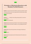 Principles of Marketing Questions with  Detailed Verified Answers 