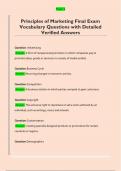 Principles of Marketing Final Questions  with Detailed Verified Answers