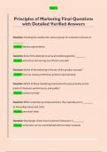 Principles of Marketing Final Exam  Vocabulary Questions with Detailed  Verified Answers