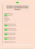 Principles of marketing mid term  Questions with Detailed Verified  Answers 
